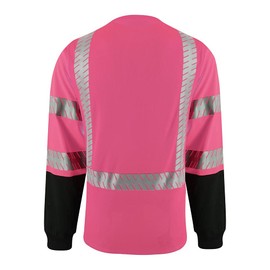 LOVPOSNTY Safety Shirts ANSI Class 3 Hi Vis Shirts with Reflective Strips, Black Bottom Construction Shirts for Men(Pink,XL)
