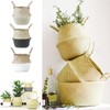 Foldable Storage Baskets Laundry Straw Patchwork Home Seagrass Belly Garden