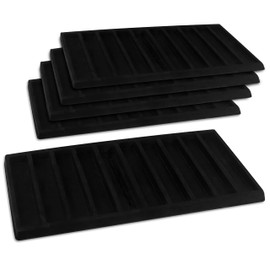 Novel Box 5 Pack 10-Slot Black Liner Jewelry Storage Tray Inserts 14.75x8.25x1 Inches - Jewelry Organizer Pad for Drawers & Store Displays - Jewelry Display Pads for Necklaces Bracelets & Chains