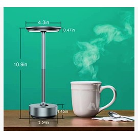 Cordless Table Lamp, Rechargeable Battery Operated USB Mini Bedside Lamp LED Portable Outdoor Battery Powered Lamps,Dining Table,Bar, 3 Level Brightness Cordless Lamps (Silver)