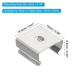 PATIKIL LED Strip Light Clips, 40 Pack Mounting Bracket Fixing Clips Stainless Steel Clamp Holders with Screws for 13mm-15mm Neon RGB Light Cable Ribbon