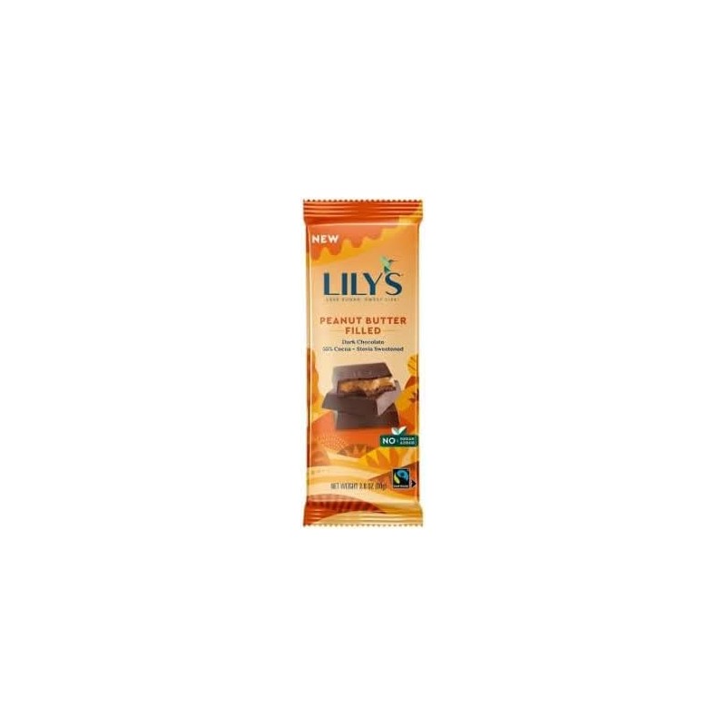 LILYS CHOCOLATE Peanut Butter Filled 55% Dark Chocolate Bar, 2.8