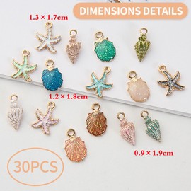 ZAMXHUG Enamel Jewellery Making Sea Pendant – 30 Pieces Hanging Jewellery Pendant Alloy Shell Pendant, Alloy Metal Shell Pendant for DIY Jewellery Making Necklace Bracelet Earring Necklace