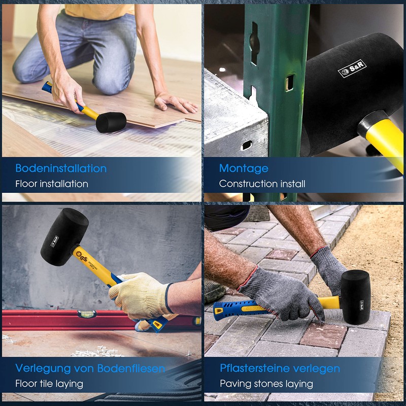 S&R Rubber Mallet Black 55 mm 450 g with Ergonomic