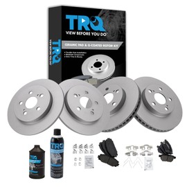 TRQ Front and Rear Brake Pad & Rotor Kit Brake Chemical Kit Brake Pads Brake Rotor Ceramic Premium G-Coated Compatible with 2011-2014 Lexus CT200h 2010-2015 Toyota Prius 2012-2015 Prius Plug-In
