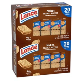 Peanut Butter Sandwich Cookies – 40 Packs of Nekot with Real Peanut Butter Filling – Quality Lance Snacks, 6 Cookies per Pack – Great for Snacks, School & Break Time