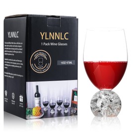 YLNNLC 16oz Short Stem Red Wine Glasses, Lead-free, Red & White Stemless Wine Glasses with Crystal Ball Base for Daily Use, Party, Home Bar, Wedding Birthday, Christmas, Ideal Wine Accessories Gifts