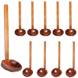 10 Pcs Wood Soup Spoon with Long Handle Japanese Style Ramen Spoon Large Hot Pot Spoon Tortoise Shell Spoon Serving Spoon for Eating Mixing Stirring Cooking11