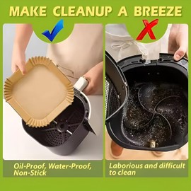 Air Fryer Paper Liners, 125 Pcs Instant Pot Air Fryer Liners, 8-Inch Square Air Fryer Disposable Paper Liner, Non-Toxic Reusable Air Fryer Inserts for Baking, Roasting Microwave (8 Inch Square)