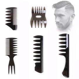 5Pcs Durable 3 in 1 Styling Comb Professional Men Hairdressing Comb Massage Head Oil Comb Hairdressing Tool Wide Tooth Hairstyling Fork Comb for All Hair Types