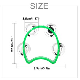 SAVITA 4 Pcs Percussion Tambourine Plastic Mini Half Moon Adults Tambourine Jingle Bell Musical Toys Musical Rhythm Instruments for Boys Girls Kindergarten Party Family Gatherings (Multi-colors)