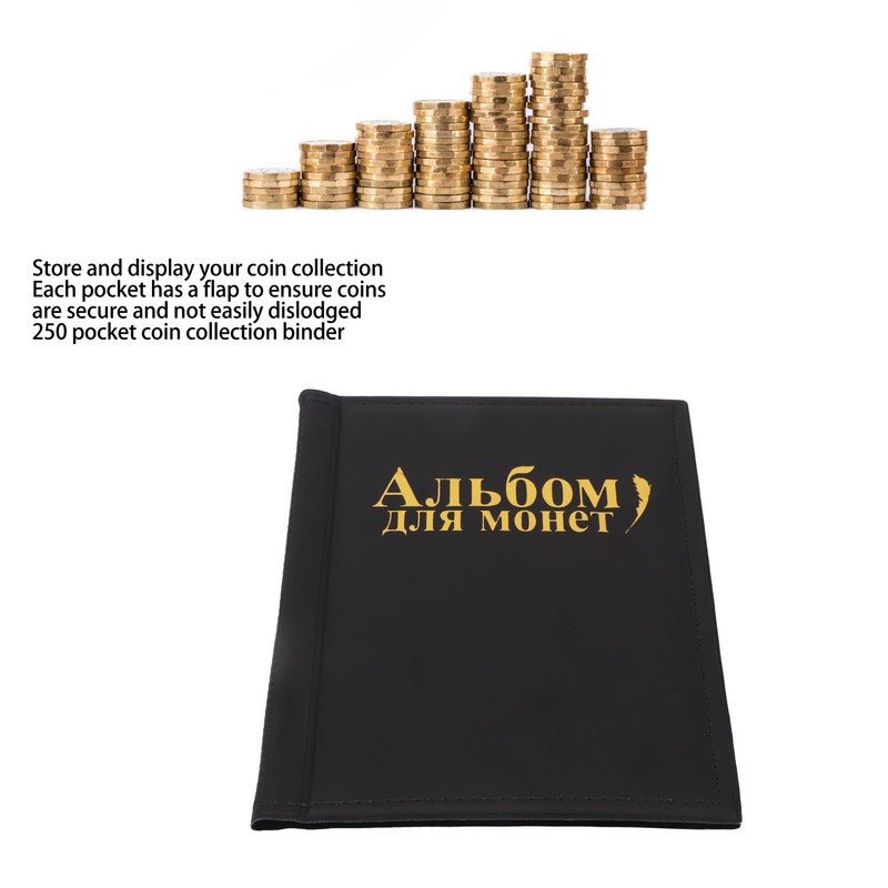 Coin Collecting Holder Album 250 Pockets Transparent PVC Thick Waterproof