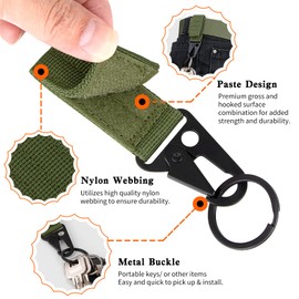 bvya Duty Belt Keeper with Key Holder Ring for 2" and 2¼" Wide Belt, Keeper with Strong Metal Key Clip, Military Molle Hook 5 Pack