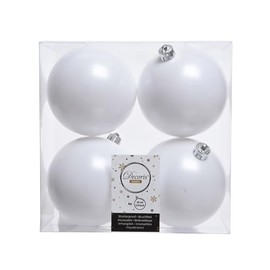 Weihnachtsbaumkugeln, Bruchsicher, Pack 4 x100mm Winter White