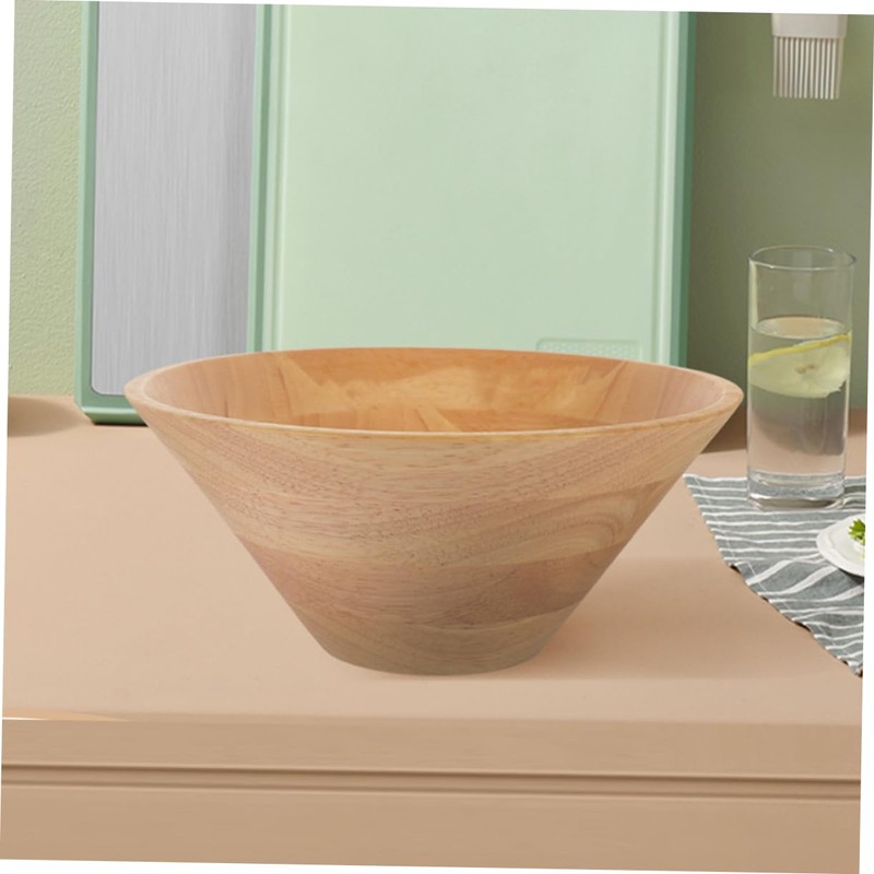 ABOOFAN Large Wooden Salad Bowl Design for Easy Mixing Pouring