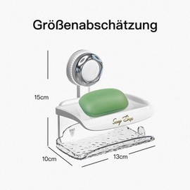 2-Tier Pearl White Suction Cup Soap Dish, Soap Holder without Drilling, High-Quality Soap Box Made of ABS Plastic, Rustproof and Easy Care for Bathroom, Kitchen and Shower