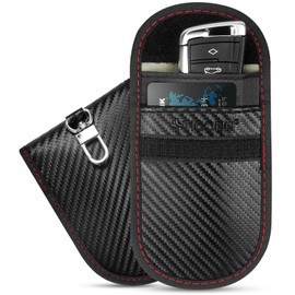 TICONN 2PK Faraday Bag for Key Fob, 3.5''X5.0'' Faraday Cage Protector, Car RFID Signal Blocking, Anti-Theft Pouch Anti-Hacking Case Blocker (Carbon Fiber)
