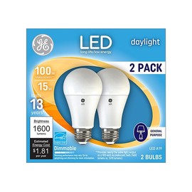 GE A21 E26 (Medium) LED Bulb Daylight 100 Watt Equivalence 2 pk