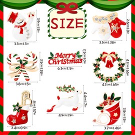 ZOOMPIL Christmas Brooch Pin, 8pcs Rhinestone Christmas Brooch Pin, Xmas Ornaments Snowman, Santa, Christmas Tree, Bell, Reindeer, Stocking, for Clothing Christmas Decoration Gifts