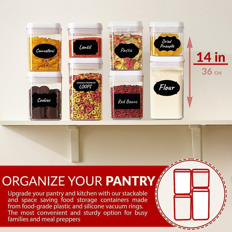 BPC Stackable Kitchen Containers Crystal Clear Plastic Containers for Dry
