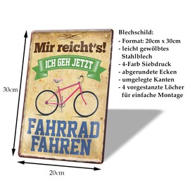 Tin Sign for Cyclists and Cyclists - Retro Decorative Metal Sign in Vintage Style - Funny Sayings Sign for Cyclists - Decoration Bicycle Shop Bicycle Workshop - 20 x 30 cm