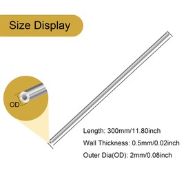 LAVMHAB 304 Stainless Steel Tube 2mm OD X 0.5mm Wall Thickness 300mm Length, Seamless Round Stainless Steel Pipes (4pcs)