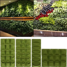 Tomotato Hanging Plant Bags, Felt Wall Hanging Plant Bags, 7 Pockets, Planting Grow Bag for Outdoors, Indoors, Gardens, Yards, Balconies, Patios, Yard, Office, Home Decoration (Green 7)