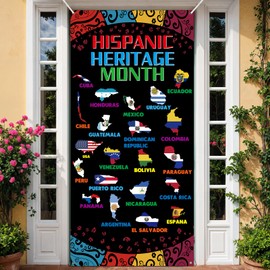 Hispanic Heritage Month Door Cover Latin American Door Banner Spanish Classroom Decoration National Hispanic Heritage Month Decorations Spanish Speaking Countries Hanging Background for Classroom Home