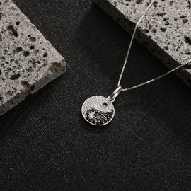 SweetJew Yin Yang Tai Chi Pendant Necklace for Women Gold Plated 925 Sterling Silver 5A Cubic Zirconia Protection Charm Spiritual Jewelry Gift for Her