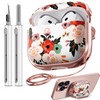 with Safety Lock for AirPods 4 Case,Clear Floral Cute AirPod