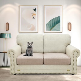 CHELZEN Stretch Sofa Seat Cushion Cover, Fitted Sofa Cushion Slipcovers, Couch Cushion Covers, Replacement for Individual Cushion Furniture Protector (1 Seater*2, khaki)