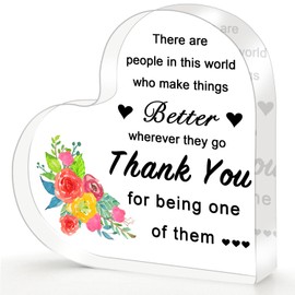 Thank You Gifts Acrylic Heart Keepsake – Inspirational Appreciation Gift for Women, Men, Employees, Nurses, Teachers, Boss, Manager, Coworkers – 4x4x0.4” Desk Decor for Farewell, Retirement, Admin Day