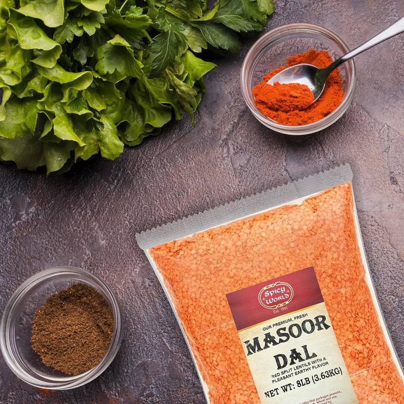 Spicy World Masoor Dal 8 Pound Bag (128oz) - Red
