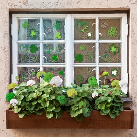 JarThenaAMCS St. Patrick's Day Window Clings Green Shamrock Window Stickers Double-Side Lucky Clover Glass Decals for Irish Holiday Party, 7.9 x 11.8 Inch, 9 Sheets