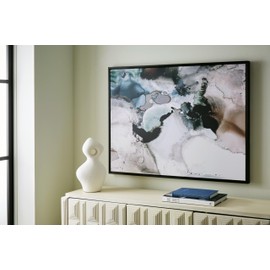 Signature Design by Ashley Mellrey Contemporary Rectangular Abstract Framed Gallery Wrapped Canvas Wall Art 30 x 40 Inches, Light Gray & Black