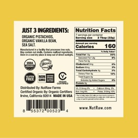 NutRaw Organic Pistachio Butter, 2 Pack (8oz Jars) – Vegan Pistachio Spread with 6g Plant Protein – Clean Ingredient Nut Butter, Gluten Free, No Added Sugar, No Seed Oils