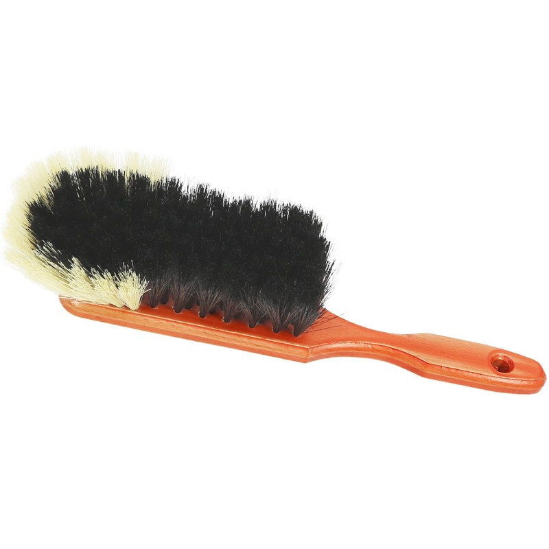 com-four® 2x Wooden hand broom - Hand broom with horsehair