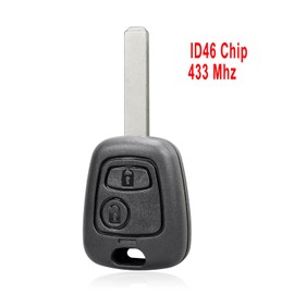 2 Button Car Key Remote Control for Peugeot 106 206 107 207 306 307 406 407 Partner Citroen C1 C2 C3 (433 MHz ID46 Chip) (VA2 Blank)
