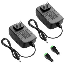 ALITOVE 12V 2A 24W Power Supply Adapter Converter 100~240V AC to DC 12 Volt 2 Amp 1.8A 1.5A 1.2A Transformer 5.5 x 2.5mm 2.1mm Tip for LED Strip CCTV Security Camera BT Speaker Webcam Router (2 Pack)
