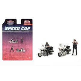 1/64 Speed American Diorama (2 Figures, 2 Motorcycles) Cop 4 Piece Diecast Figure Set Limited Edition - AD-64530MJ
