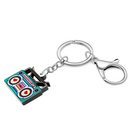 OUSIO Acrylic 80s 90s Vintage Radio Keychain Retro Audio Player Key Ring For Women Charm Party Gifts Wallet Car Handbag Decor (Blue)
