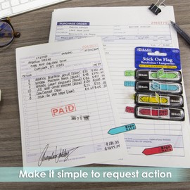 BAZIC Products Neon Page Marker Dispensers, Sticky Notes for Study Materials, Office Use, Sign Here & Neon Colored Page Markers for Books and Documents, 0.5x1.7, 100 Flags/Pack, 1-Pack