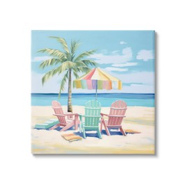 Stupell Industries Pastel Beach Umbrella Scene Canvas Wall Art by Irena Orlov