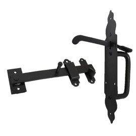 Heavy Duty Ornamental Suffolk Gate Latch Gothic Thumb Catch - Black/Galvanised (Black (Epoxy Black Coating))