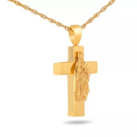 Mother Mary on Gold/Stainless Steel Pendant Funeral Cremation Urn w/Necklace