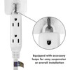 HONDERONS 8FT 3 Outlets White Flat Plug Extension Cord, 14/3