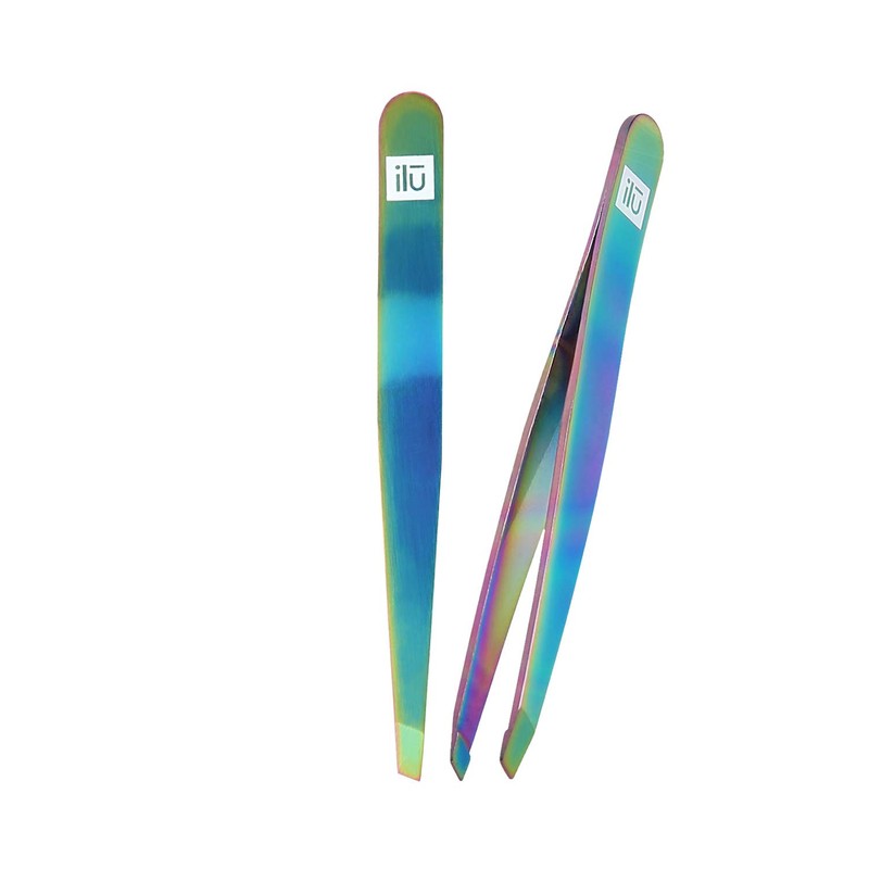 T4B ILU Professional Eyebrow Tweezers Stainless Steel 1pc (Rainbow)