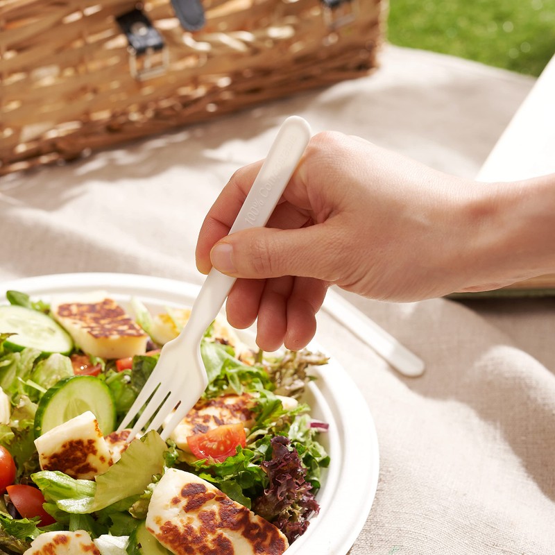 HAAGO 100 PLA Forks Cutlery Made of Bioplastic - Biodegradable