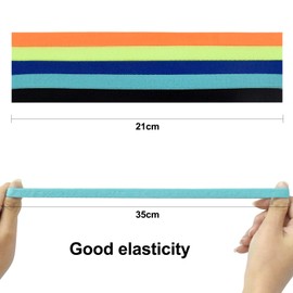 Jinlaili Children's Sports Headband, 5 x Elastic Fitness Headbands, Thin Sports Hairband for Boys, Girls, Women, Football, Jogging, Yoga, Cycling, Skateboarding