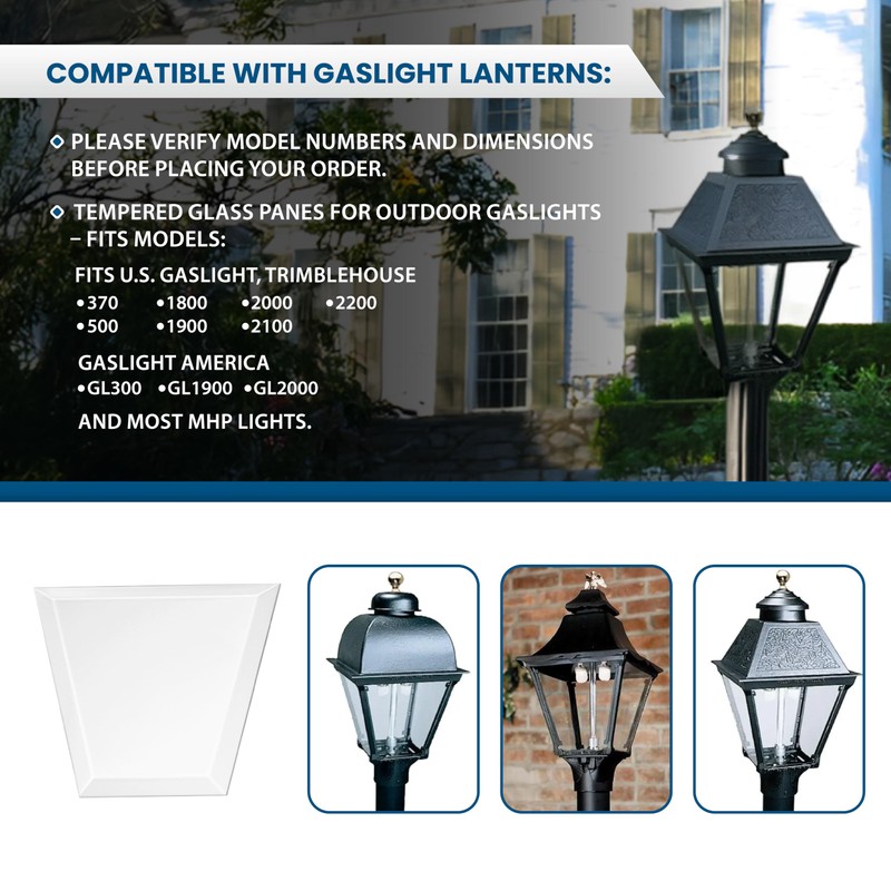 American Mantle Tempered Beveled Glass Panes for Outdoor Gaslights |